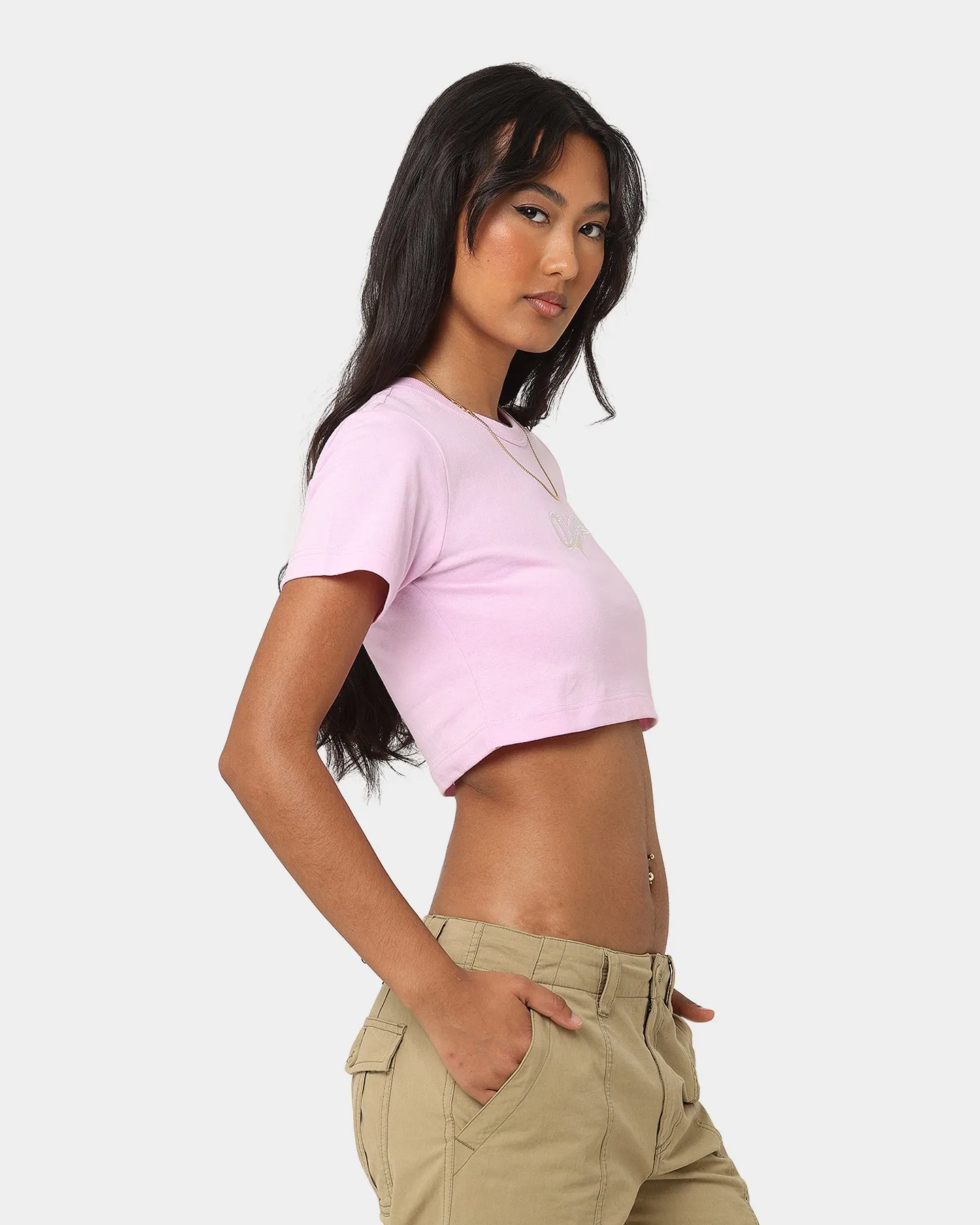 Champion Women's Heritage Cursive Script Baby T-Shirt Cotton Pink