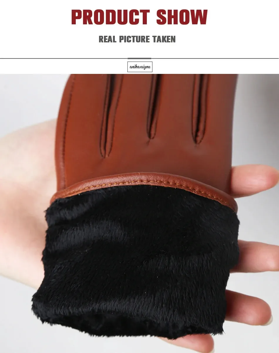 Classic pleated leather gloves women color real leather gloves women sheepskin Genuine Leather winter gloves women-2081