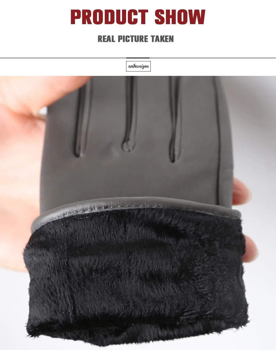 Classic pleated leather gloves women color real leather gloves women sheepskin Genuine Leather winter gloves women-2081