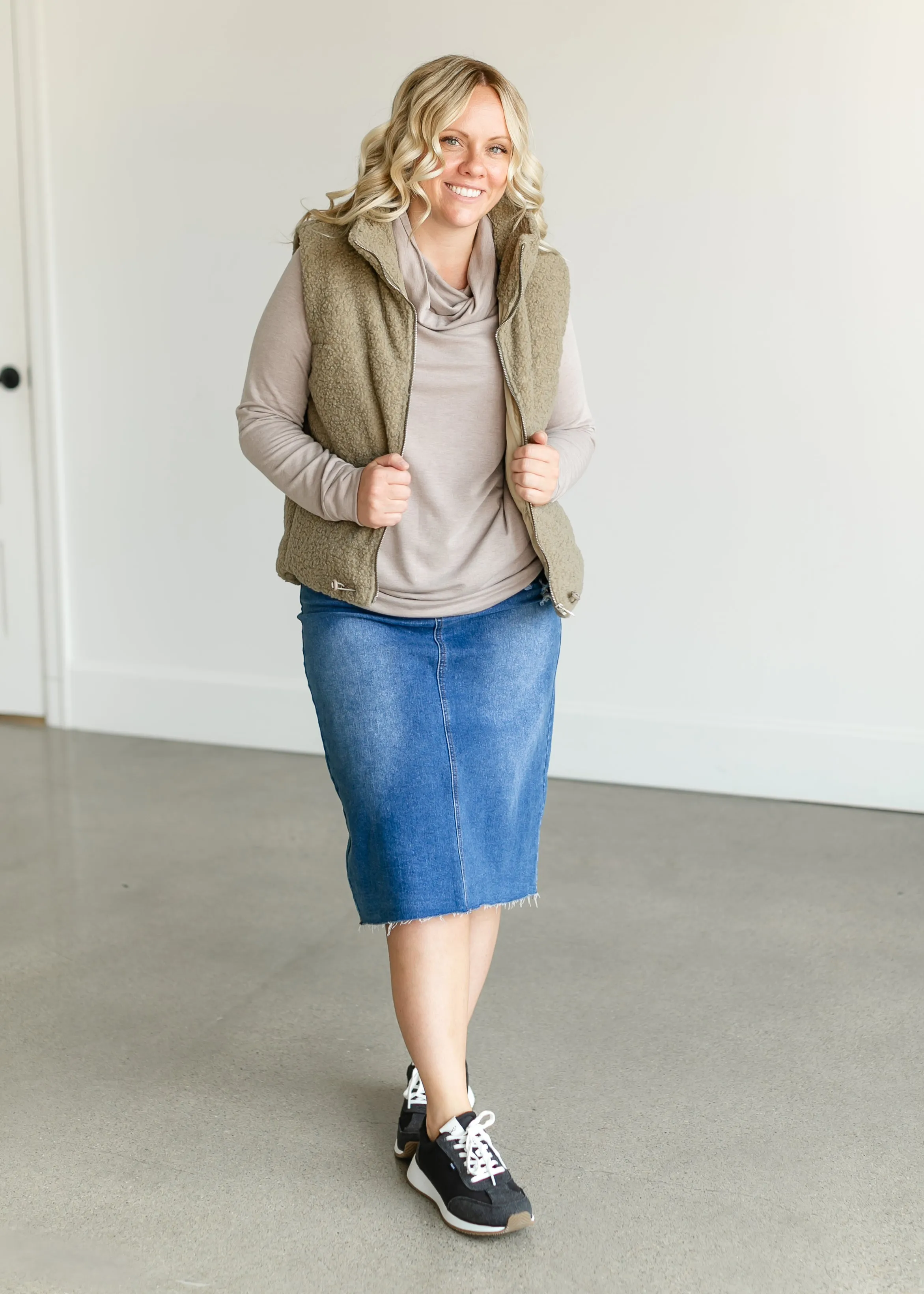 Cowl Neck French Terry Top - FINAL SALE