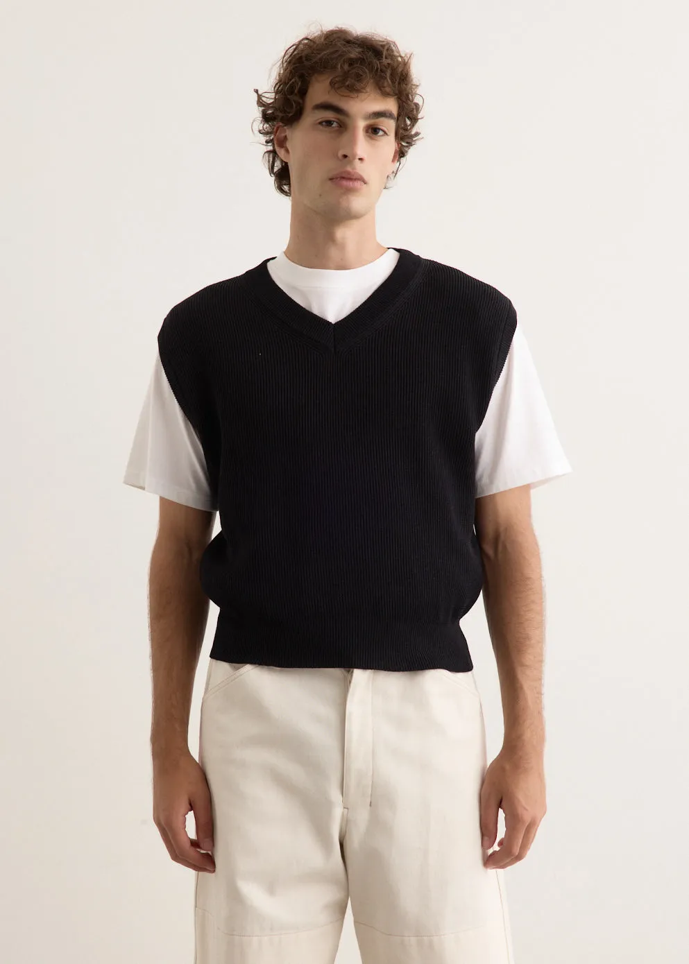 Flat Yarn Rib Knit Vest