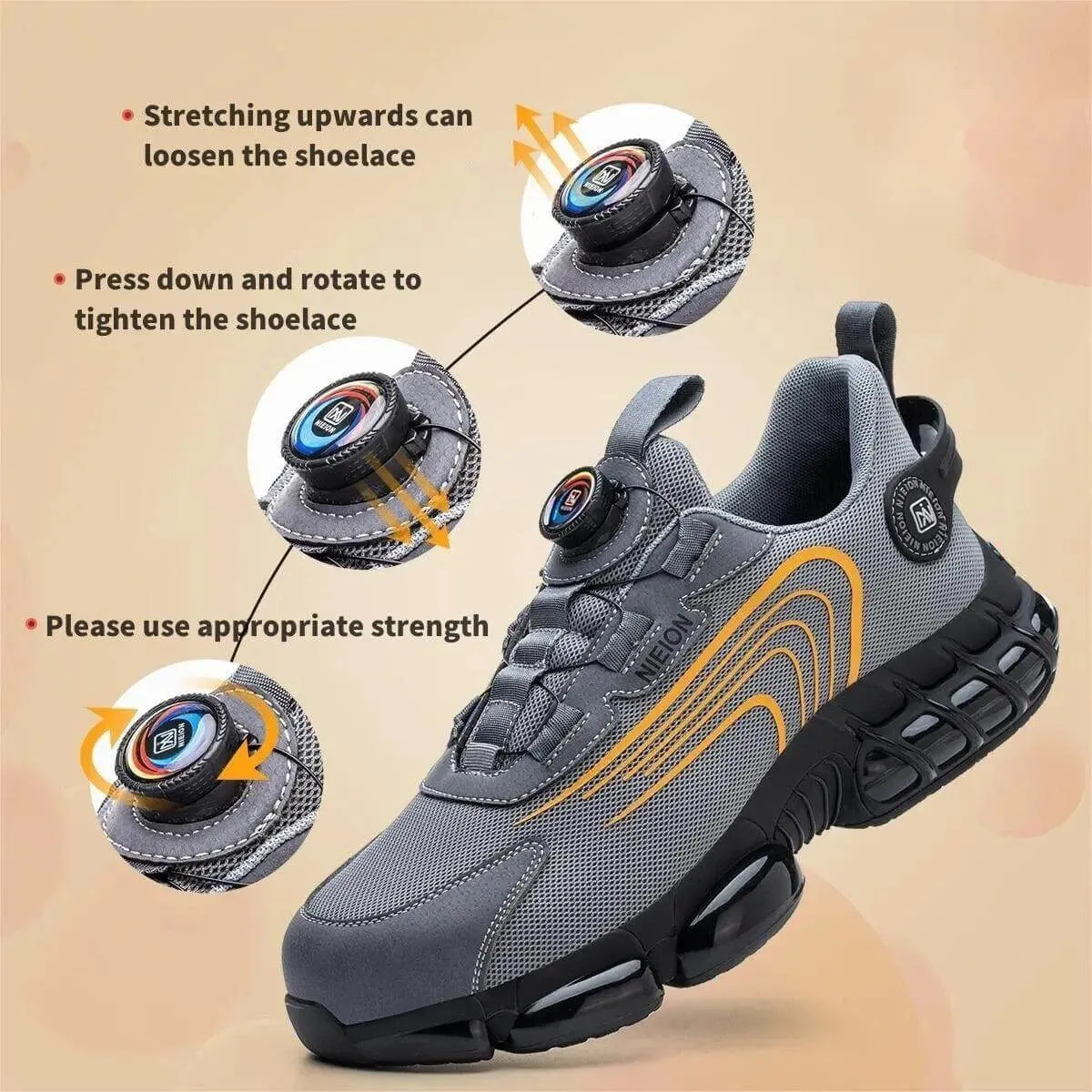 Men's Steel Toe Cap Work Safety Shoes with Rotating Buckle