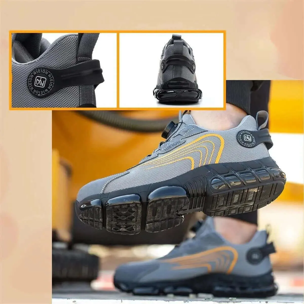 Men's Steel Toe Cap Work Safety Shoes with Rotating Buckle