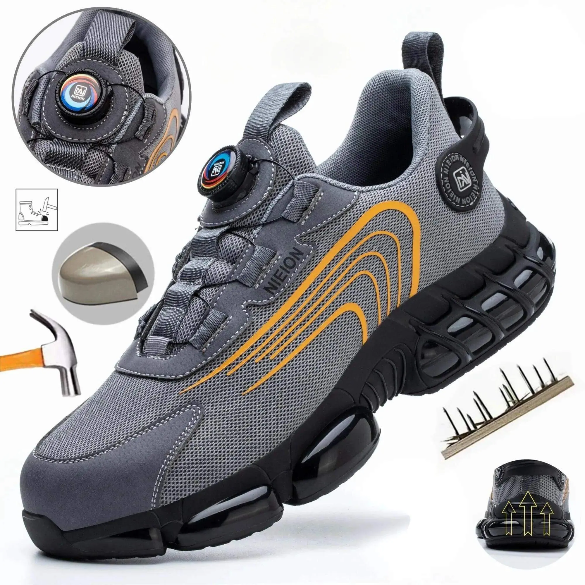 Men's Steel Toe Cap Work Safety Shoes with Rotating Buckle