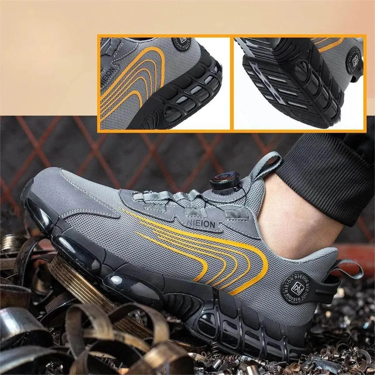 Men's Steel Toe Cap Work Safety Shoes with Rotating Buckle