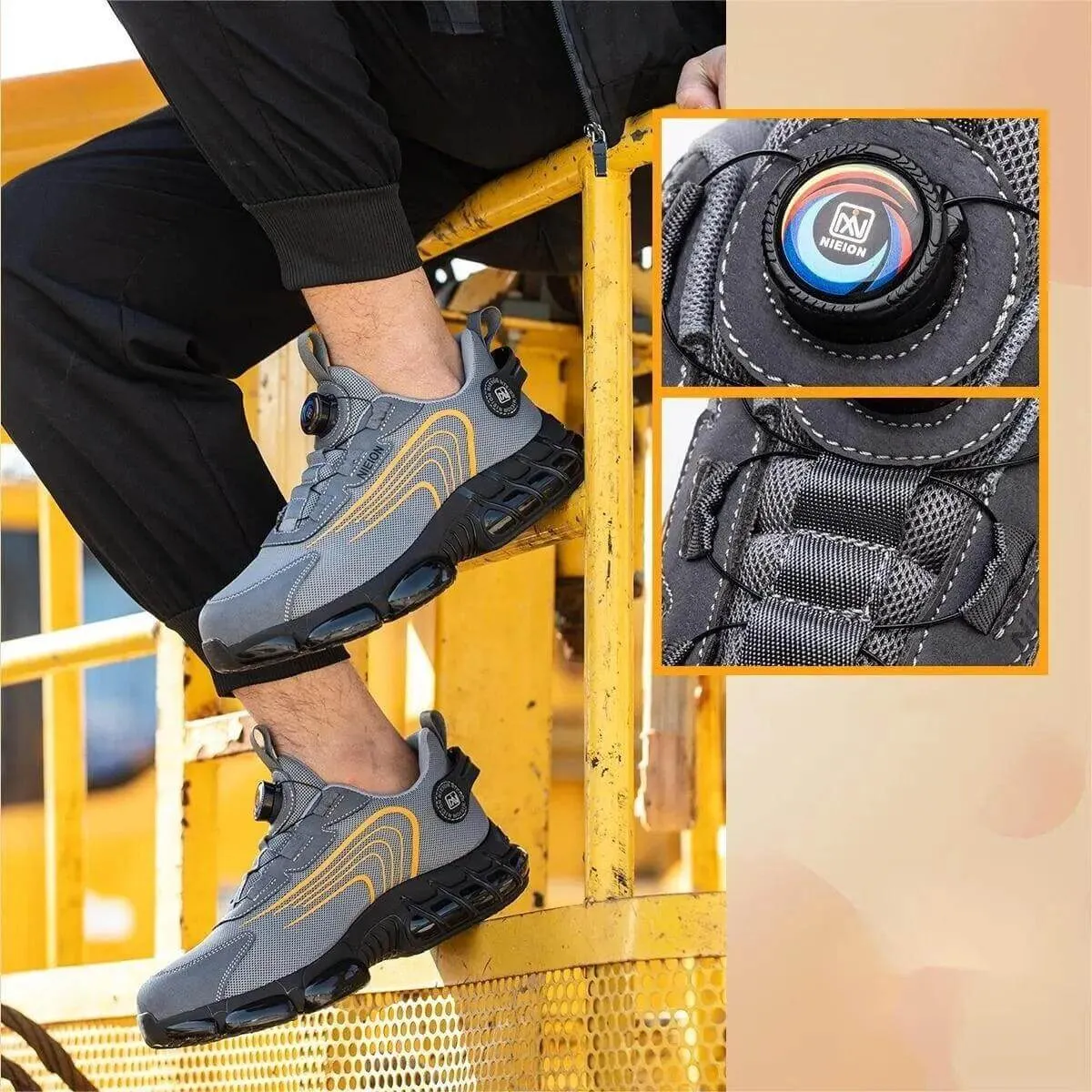 Men's Steel Toe Cap Work Safety Shoes with Rotating Buckle