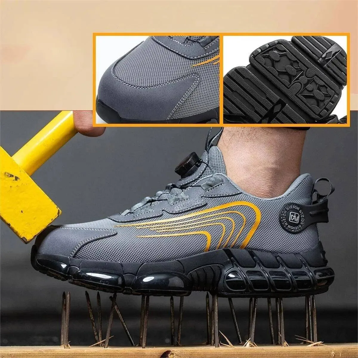 Men's Steel Toe Cap Work Safety Shoes with Rotating Buckle