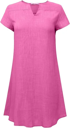 NaRHbrg Women's Linen T Shirt Dress Short Sleeve Casual Loose Fit Summer Dresses with Pockets Lightweight Beach Sundress NaRHbrg Women's Linen T Shirt Dress Short Sleeve Casual Loose Fit Summer Dresses with Pockets Lightweight Beach Sundress