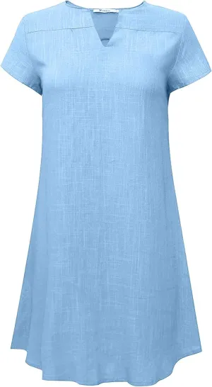 NaRHbrg Women's Linen T Shirt Dress Short Sleeve Casual Loose Fit Summer Dresses with Pockets Lightweight Beach Sundress NaRHbrg Women's Linen T Shirt Dress Short Sleeve Casual Loose Fit Summer Dresses with Pockets Lightweight Beach Sundress