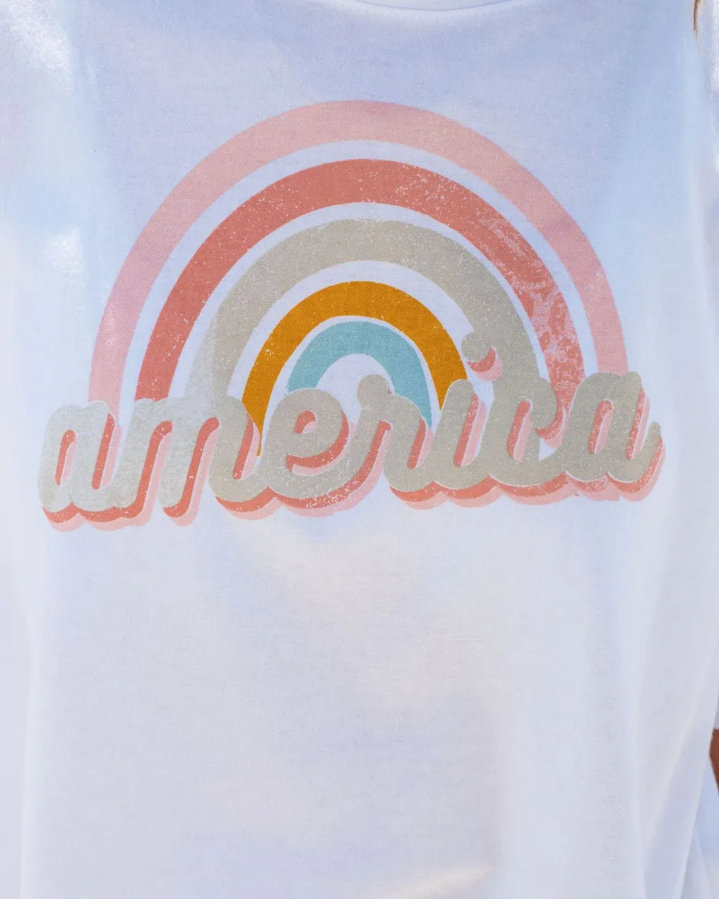 "America" Rainbow Cotton Tee - FINAL SALE