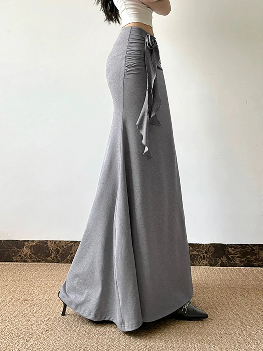 Rose Accessories Low Waist Long Skirt