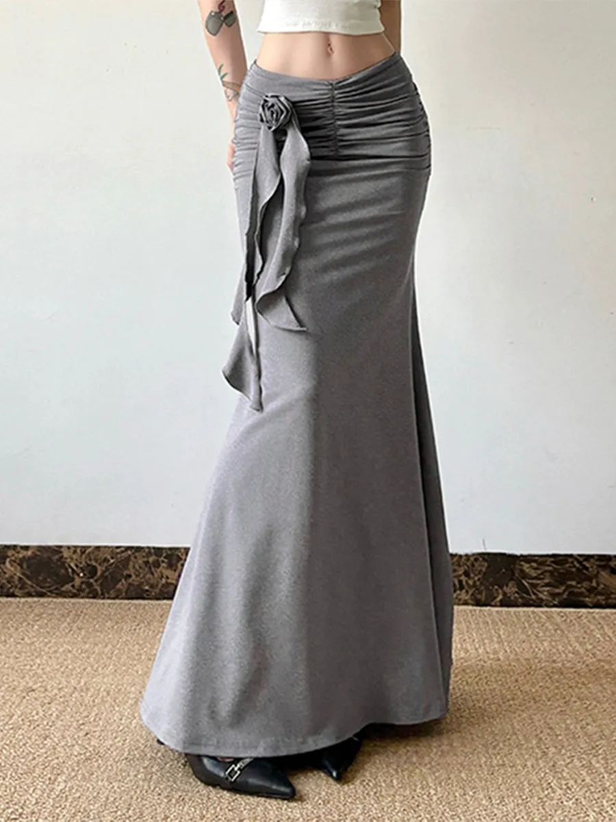 Rose Accessories Low Waist Long Skirt