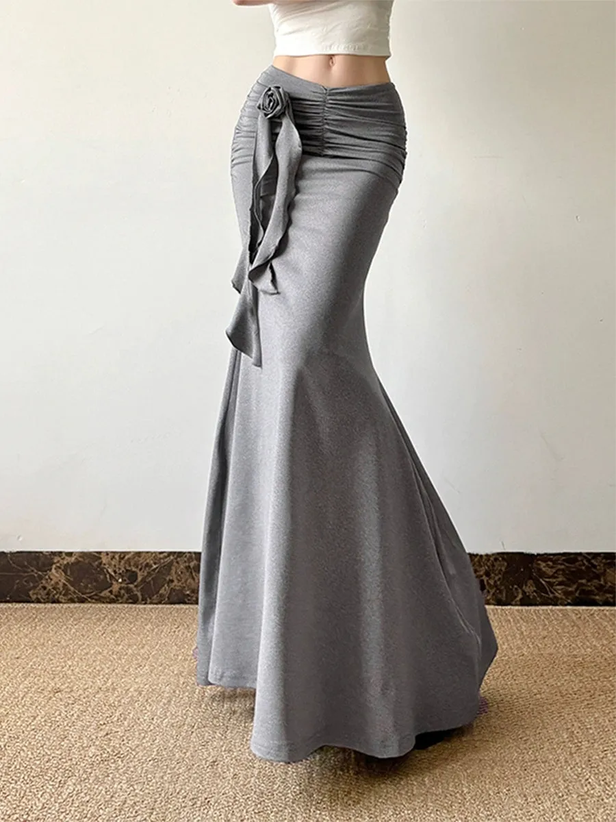 Rose Accessories Low Waist Long Skirt