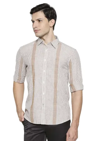 Slim Fit Slub Eng Vertical Stripe Shirt