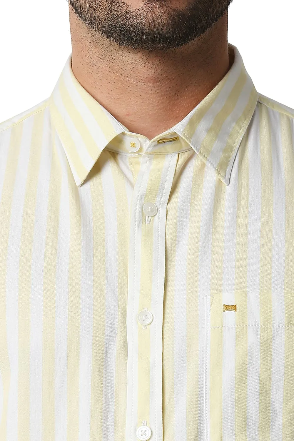 Slim Fit Twill Stripe Halfsleeves Shirt