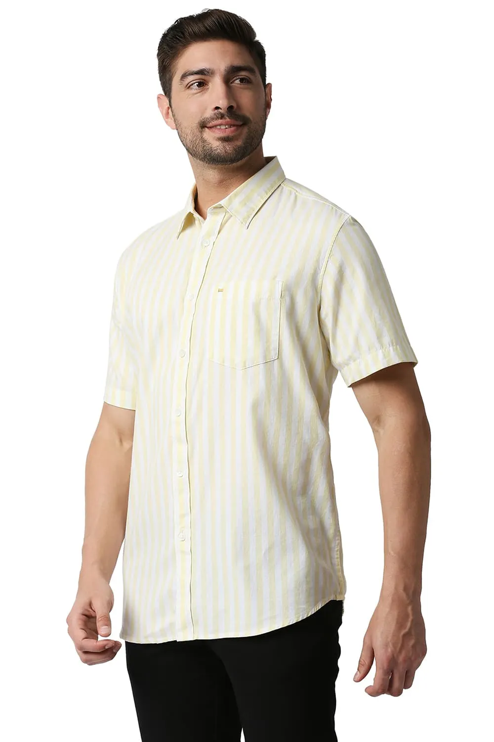 Slim Fit Twill Stripe Halfsleeves Shirt