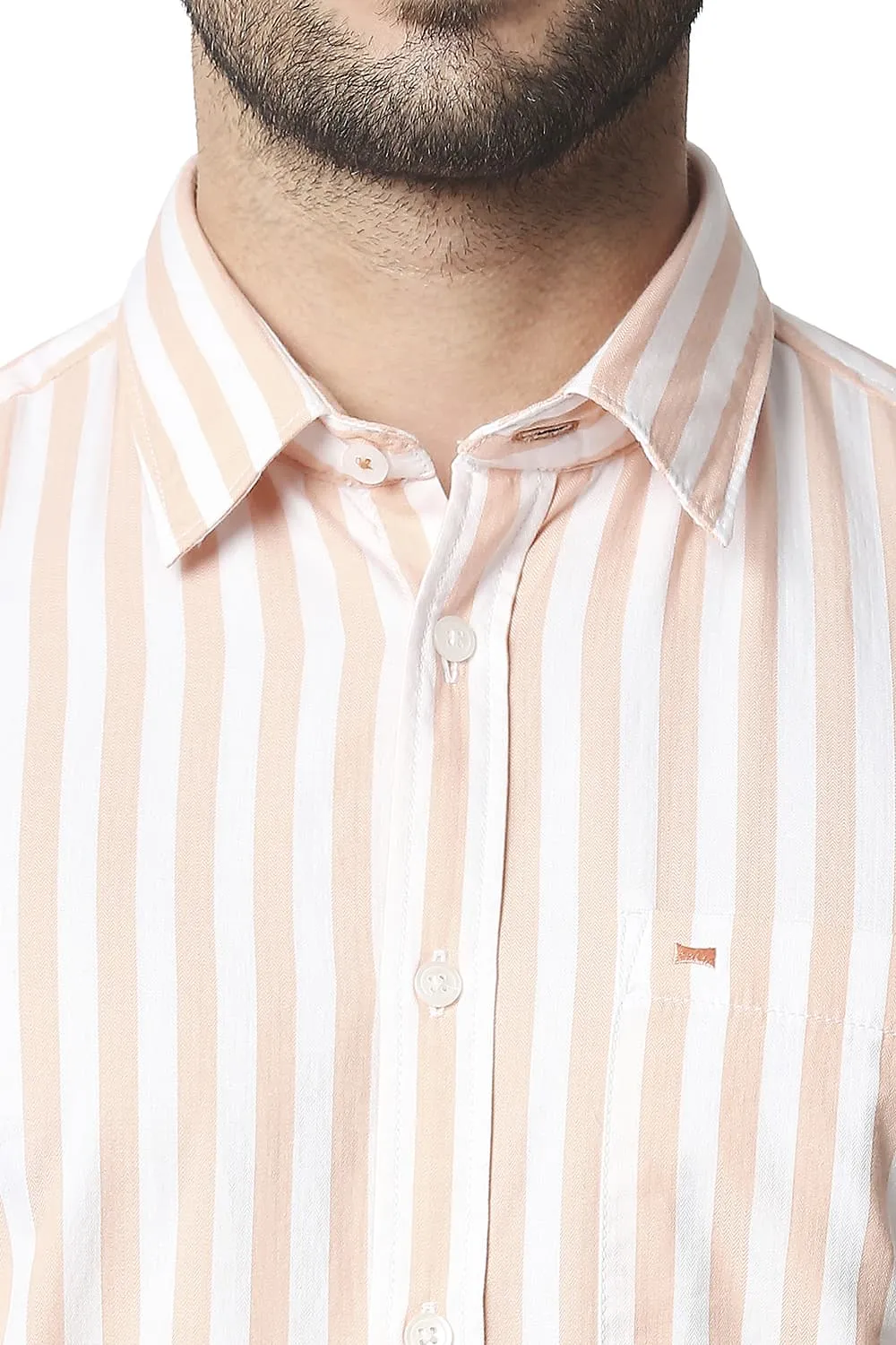 Slim Fit Twill Stripe Halfsleeves Shirt