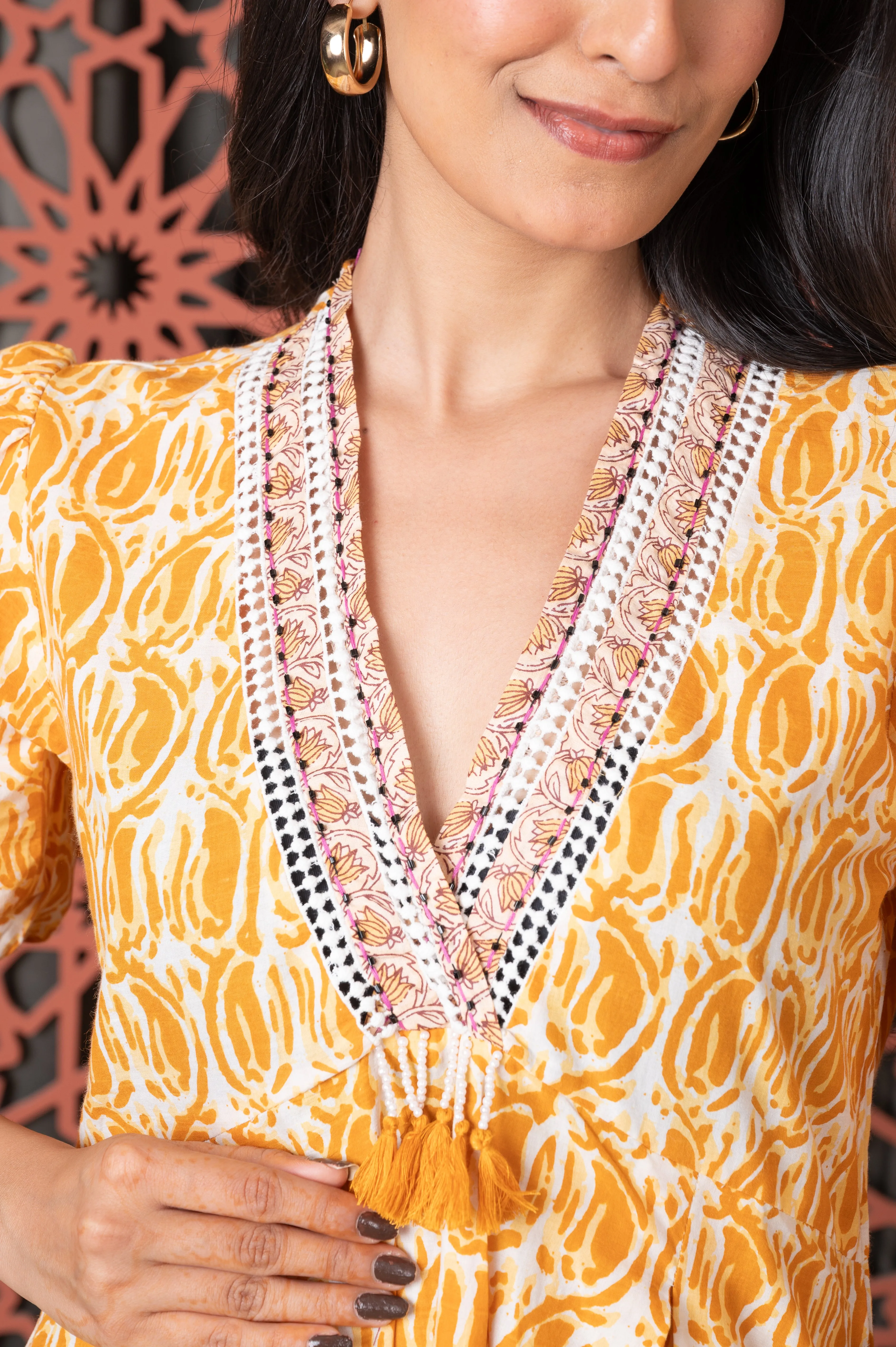 V Neckline Tassels