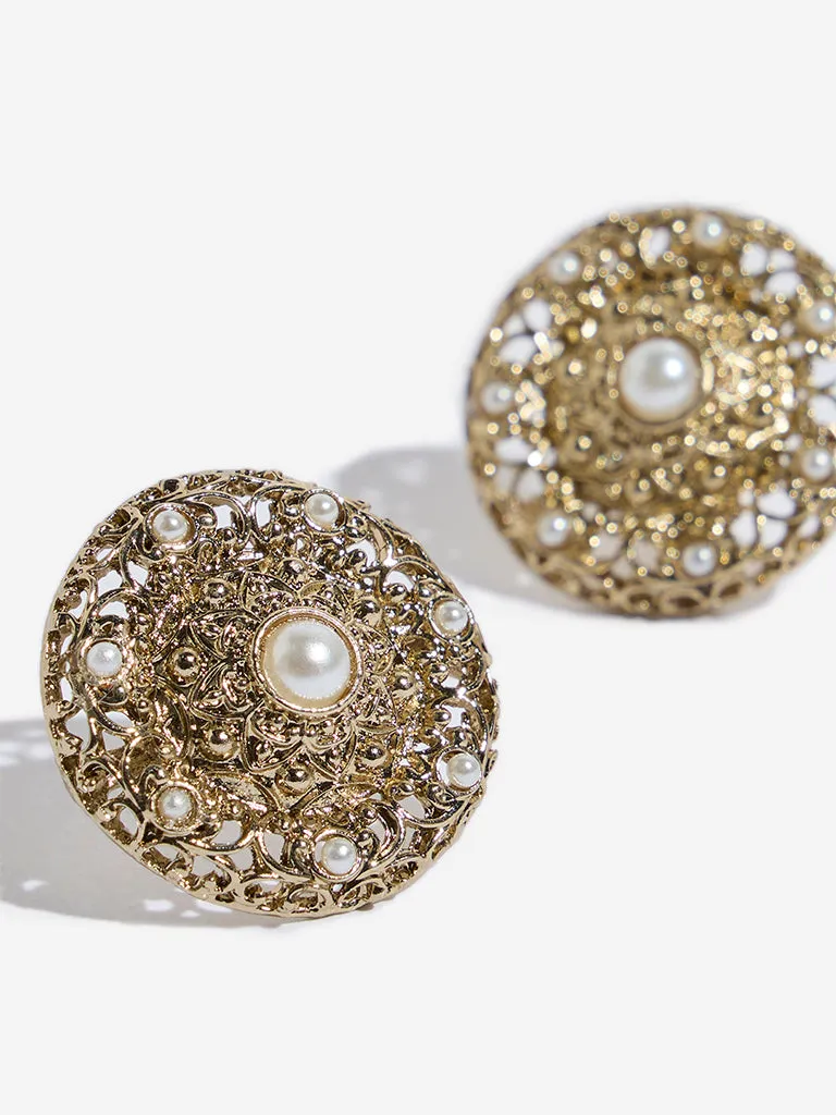 Westside Accessories Gold Pearlescent Stud Earrings