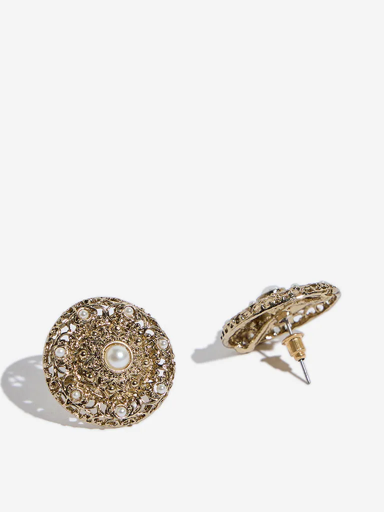 Westside Accessories Gold Pearlescent Stud Earrings