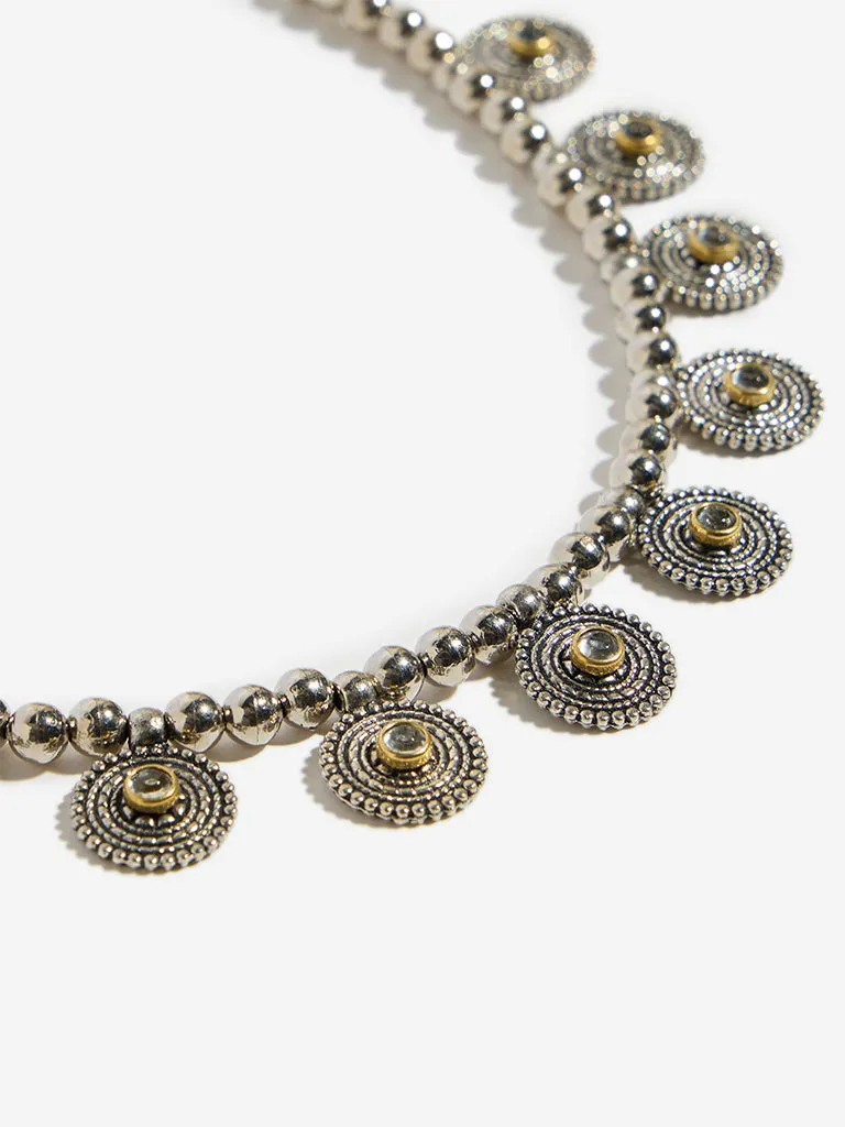 Westside Accessories Silver Oxidized Disc Necklace