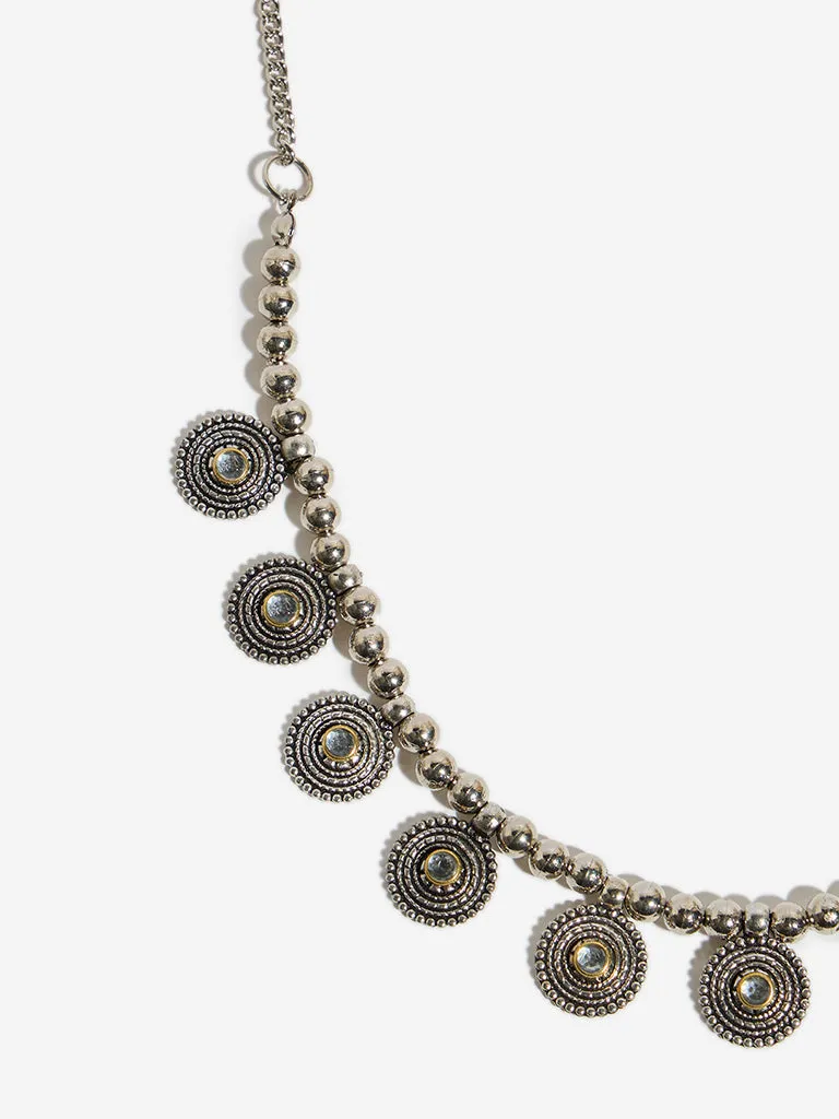 Westside Accessories Silver Oxidized Disc Necklace