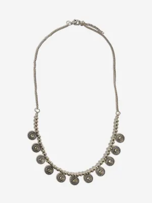 Westside Accessories Silver Oxidized Disc Necklace