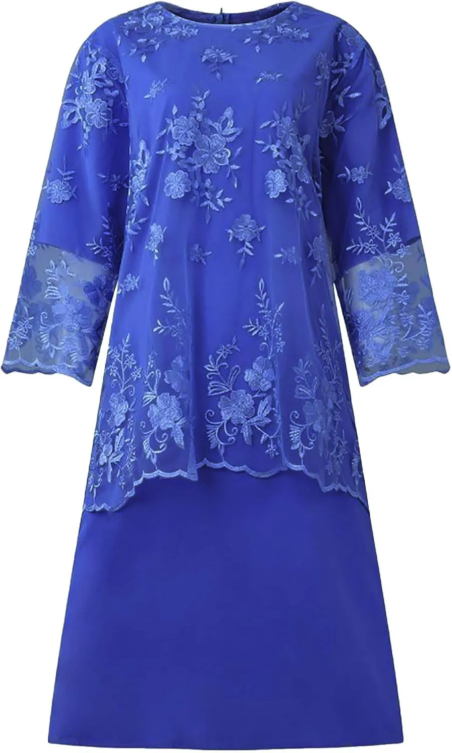 Women's Plus Size Lace Dress 3/4 Sleeve Elegant Mother of The Bride Dresses Formal Evening Party Outfit