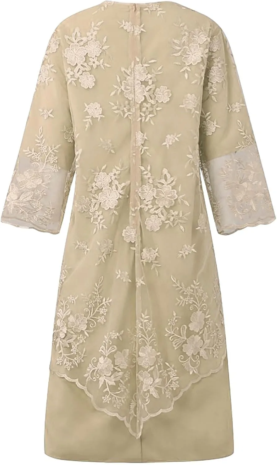 Women's Plus Size Lace Dress 3/4 Sleeve Elegant Mother of The Bride Dresses Formal Evening Party Outfit