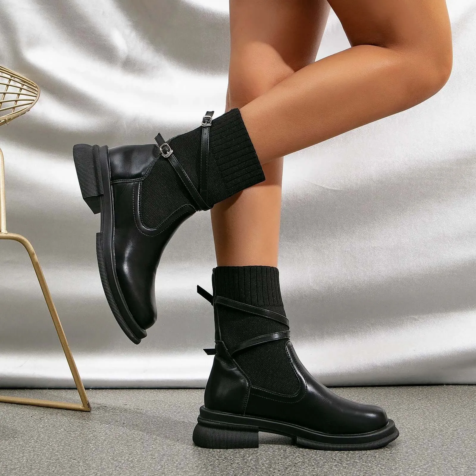 Women's Retro Platform Boots: Chunky Sole Ankle Boots