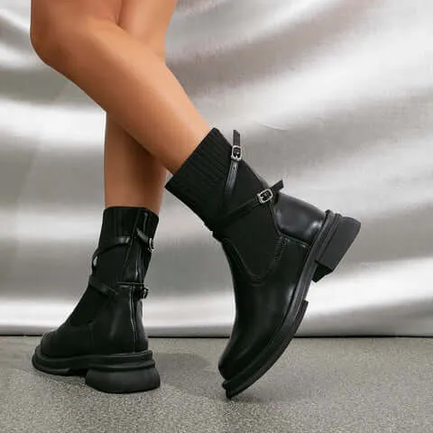 Women's Retro Platform Boots: Chunky Sole Ankle Boots