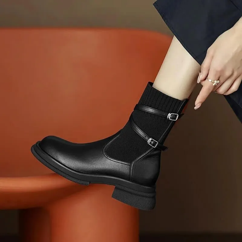 Women's Retro Platform Boots: Chunky Sole Ankle Boots