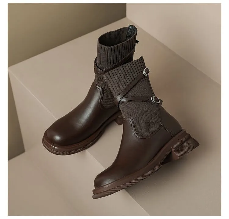 Women's Retro Platform Boots: Chunky Sole Ankle Boots