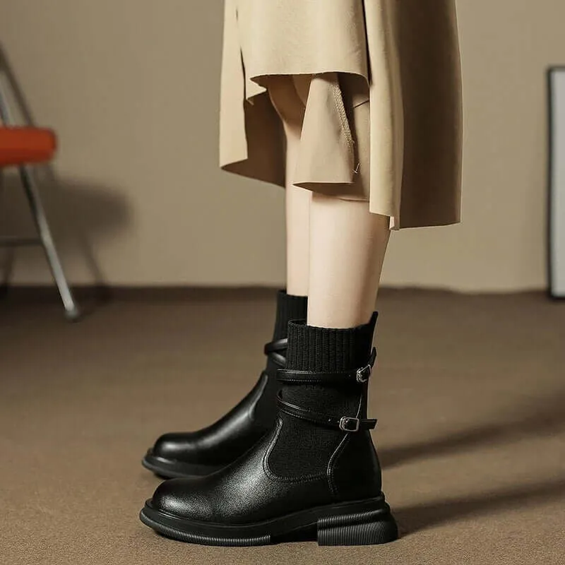 Women's Retro Platform Boots: Chunky Sole Ankle Boots