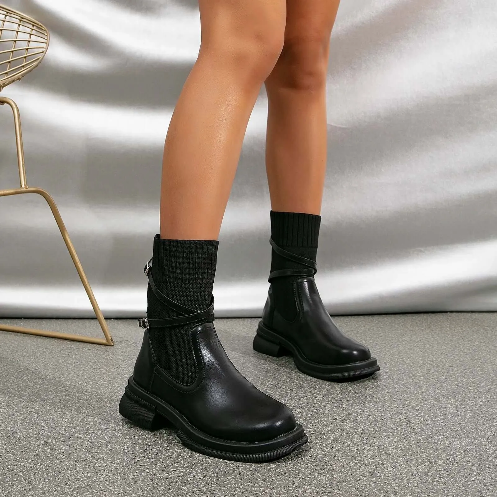 Women's Retro Platform Boots: Chunky Sole Ankle Boots