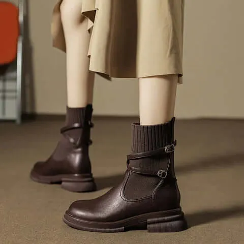 Women's Retro Platform Boots: Chunky Sole Ankle Boots