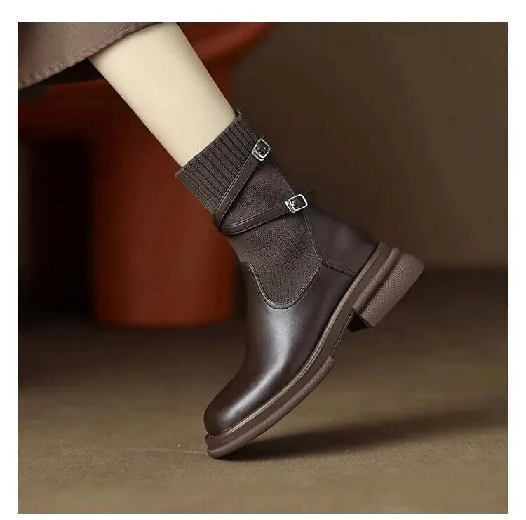 Women's Retro Platform Boots: Chunky Sole Ankle Boots