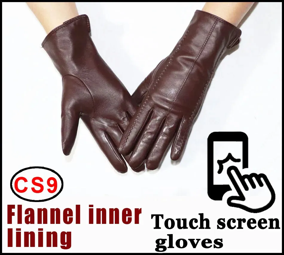 Women's Sheepskin Gloves Winter Warmth Plus Velvet Short Thin Touch Screen Driving Female Color Leather Gloves New High-end 2024